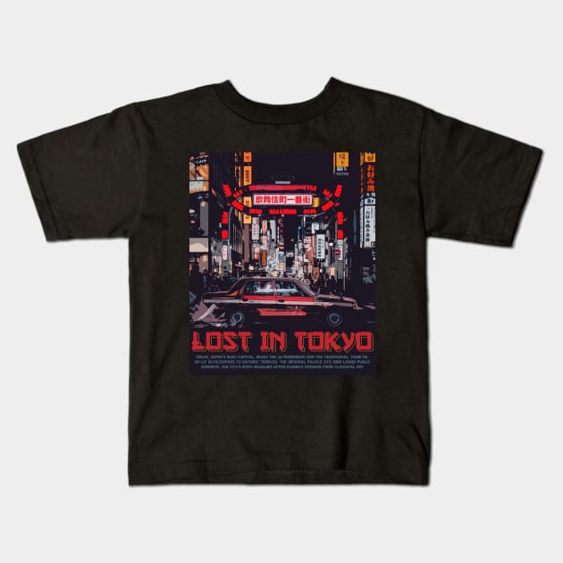 Lost In Tokyo Kids T-Shirt by Aanmah Shop